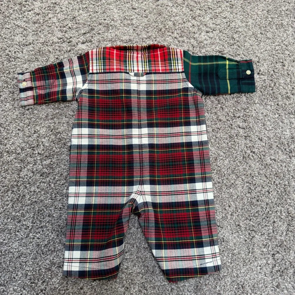 Excellent Ralph Lauren Plaid Colorblock One Piece 100% Cotton Baby Boy 3 Months